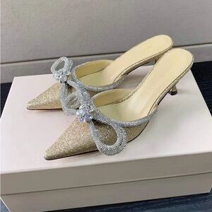 Mach & Mach Double Crystal Bow Mules - Stunning Condition